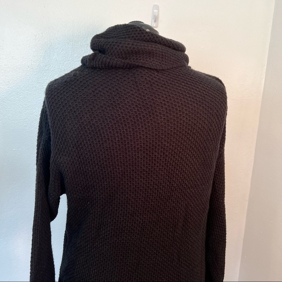 Sanctuary Waffle Knit Cowl Neck Black Sweater - Picture 7 of 11